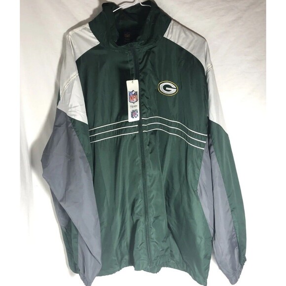 NWT Green Bay Packers SI NFL Team Apparel Mens Black 2XL Windbreaker Jacket - Picture 1 of 6